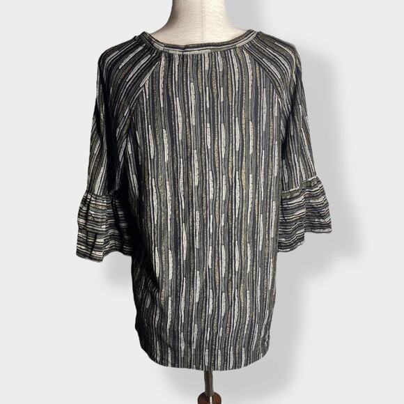 Anthropologie Eva Franco Ruffle Sleeve Gold Rush Blouse‎ Holiday Large - Picture 5 of 8